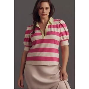 Maeve Puff-sleeve Polo Top